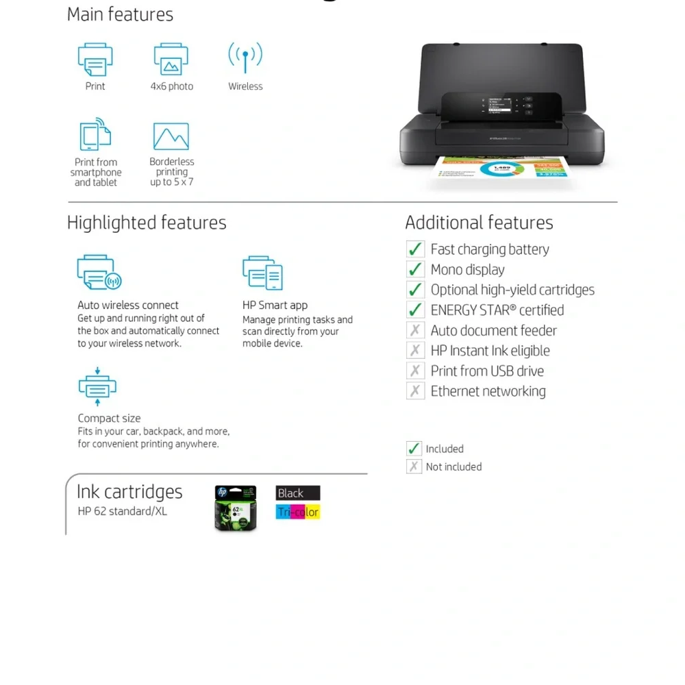 HP OfficeJet 200 Mobile Printer in Black
